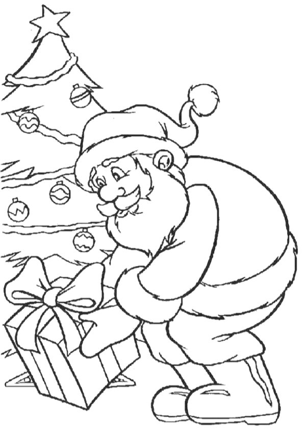 Święty Mikołaj przyniósł prezent kolorowanka do druku